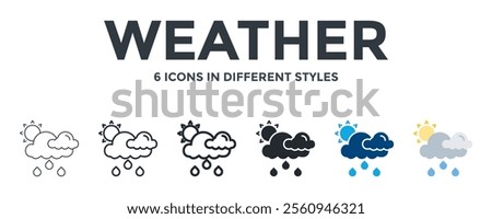 WEATHER icon in different style vector illustration. Designed in thin line, regular line, bold line, glyph, color fill, and flat style can be used for web