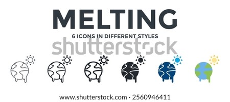 MELTING icon in different style vector illustration. Designed in thin line, regular line, bold line, glyph, color fill, and flat style can be used for web