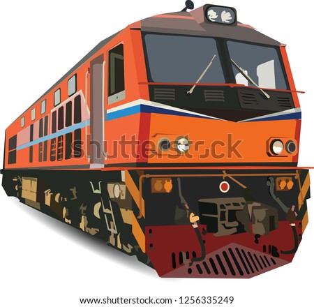 alstom Diesel Electric locomotive ,Train in thailand vector on white background