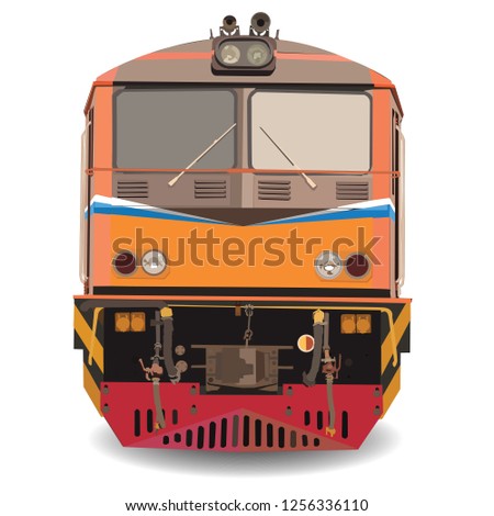  alstom Diesel Electric locomotive  vector,Train in thailand vector on white background