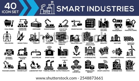 Smart Industries Black Glyph Icon Set Collection