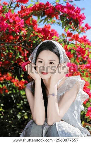 Similar – Image, Stock Photo Charming woman in lace bra in studio