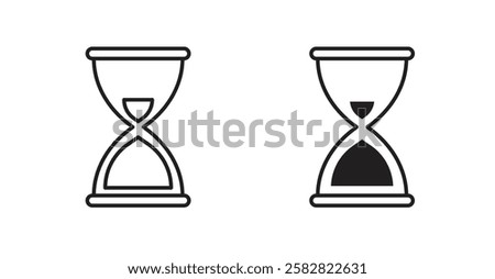 Hourglass end filled and outlined icons vectors on white background