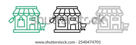  Three Shop building icons representing retail and small business, vector illustration