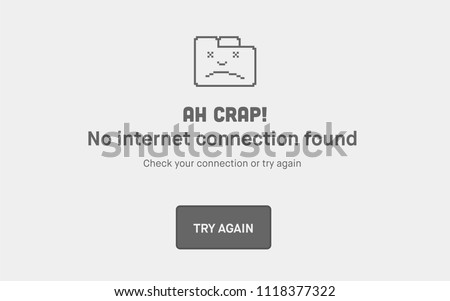 No Internet Webpage design concept. Vector illustration concept of the pixelated browser tab icon. Web Page not loading/opening