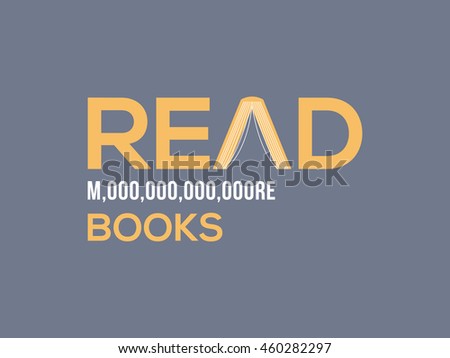 Read more books card design. More word written in the numerical number format. Vector illustration for bloggers and social media managers.