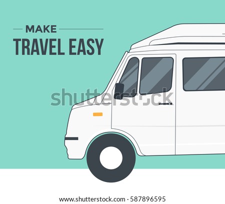 vector illustration of Shuttle bus. Tempo traveller concept. Transportation idea.Travel easy