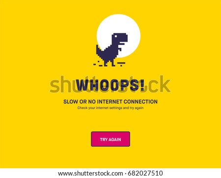 No Internet Webpage design concept. Vector illustration concept of the pixelated dinosaur icon. Web Page not loading/opening