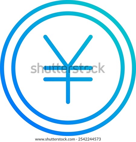 Gradient Outline - Yen Sign Symbol