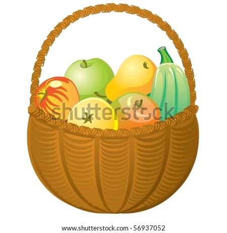 Basket Of Fruit And Vegetables Stock Vector Illustration 56937052 ...
