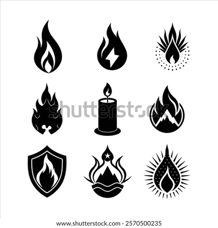 Icon for fire,camp fire icon,fire icon, vector set