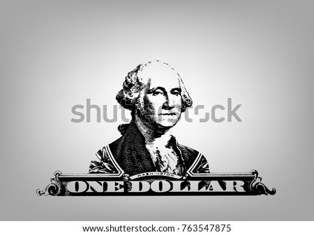 Vector Illustration of the US president George Washington portrait on the one dollar united states money on white background.