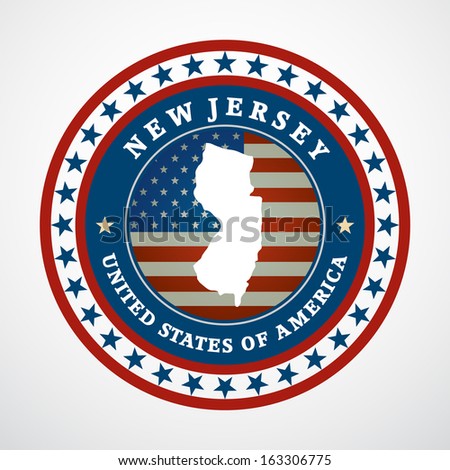 Label with map of New Jersey, vector