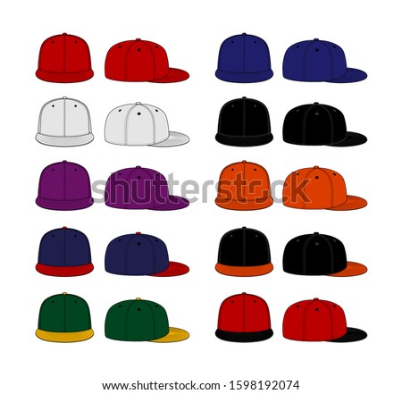 Baseball cap template vector illustration set / color variations