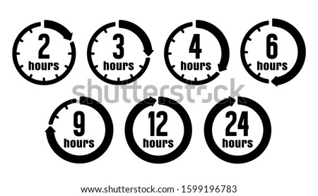 Timer, clock vector icon illustration set ( hours )