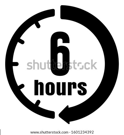 Timer, clock vector icon illustration ( 6  hours )