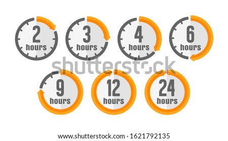 Timer, clock vector color icon illustration set ( hours )