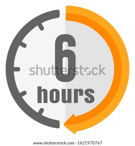 Timer, clock vector color icon illustration ( 6 hours )