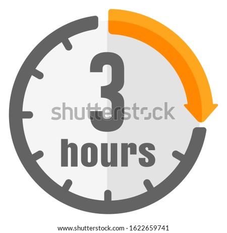 Timer, clock vector color icon illustration ( 3 hours )