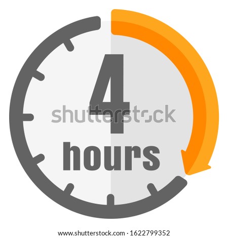 Timer, clock vector color icon illustration ( 4 hours )