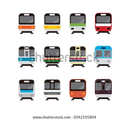 Train icon (front view) vector illustration set