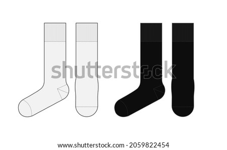 Socks template vector illustration set  ( front and side view)