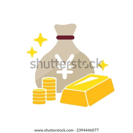 Money bag and gold vector icon illustration ( Japanese Yen )