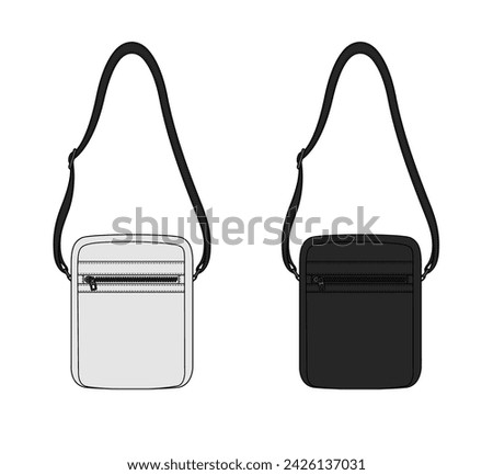 Shoulder bag vector template illustration set