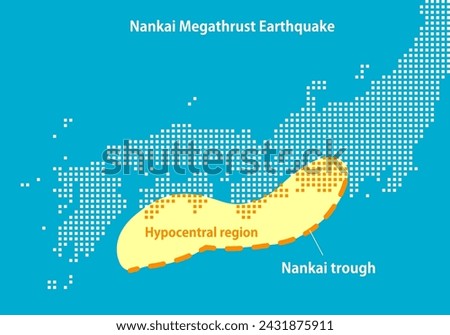 Hypocentral region map of Nankai trough earthquake.