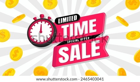 Limited time sale vector banner illustration