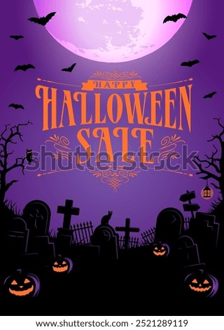 Halloween sale vector illustration. Poster (flyer) template design (text space) 