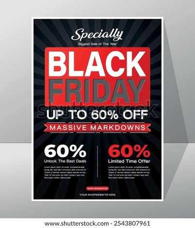 Special Black Friday: The Biggest Sale of the Year! Massive Markdowns - Up to 60% Off! | Flyer Design | Templates