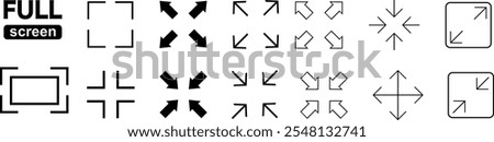 Full screen icon. Page size line symbol. Fullscreen button sign. Maximize in vector flat. Vector illustration