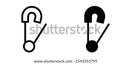 Safety pin icon symbol collection on white background.