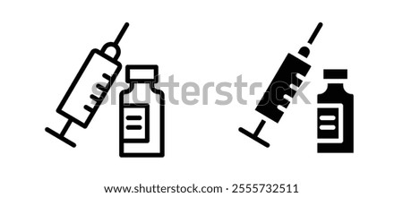 Vaccine vial icon symbol collection on white background.