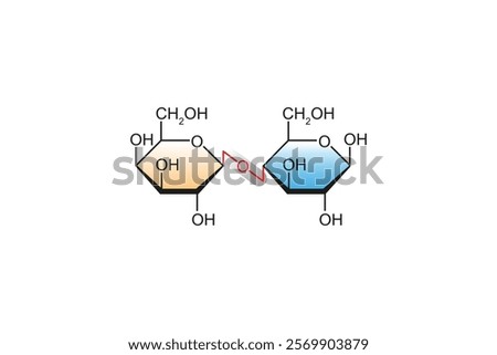 Lactose Sugar Molecule Science Design. Vector Illustration.