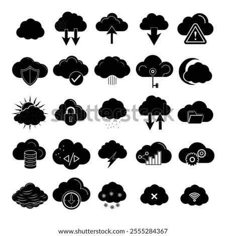 Cloud Signal Icon Set Vector Art – Connectivity and Network Symbols for Digital Design