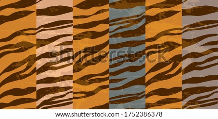 Modern animalistic pattern. Abstract stripes on a colorful background. Hand-drawn vector illustration.