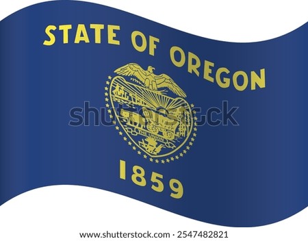 Waving shaped printable vector flag of the United States of America federal state of OREGON