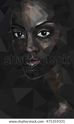 Black lives matter. African black woman poly face polygonal portrait vector, eps 8 