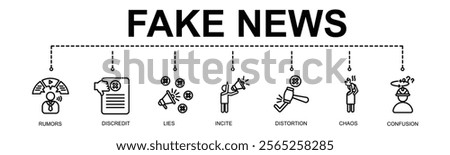 Fake news of seven icons with correct out line styles