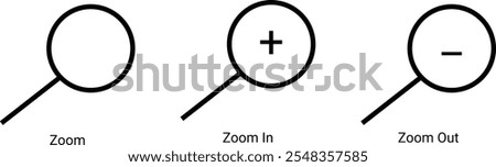 Magnifying glass Zoom, zoom In, zoom Out tool Icon with white background.magnifier icon vector set use for web and software.