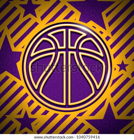 Modern gold and purple basketball background ball pattern vector sport illustration