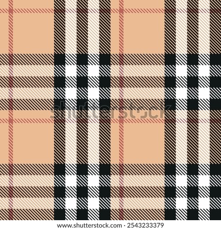 Seamless plaid tartan pattern in Burberry style. textile fabric pattern of vector check tartan with a background. texture plaid pattern vector illustration. easy to tile.