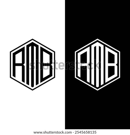 RMB letter logo design with polygon shape. RMR polygon and cube shape logo design.