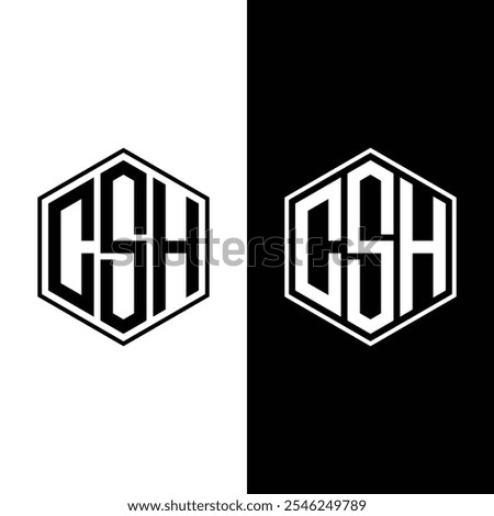 CSH letter logo design with polygon shape. CSH polygon and cube shape logo design.