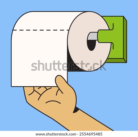 Similar – Image, Stock Photo Man grabs the toilet paper on the toilet