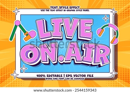 Live On Air Text Effect Editable Classic Cartoon Style