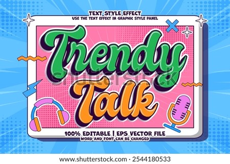 Trendy Talk Text Effect Editable Memphis Cartoon Style