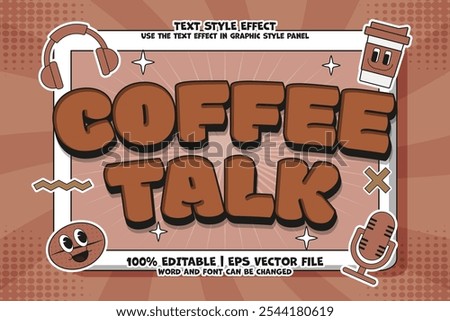 Coffee Talk Podcast Text Effect Editable Trendy Cartoon Style